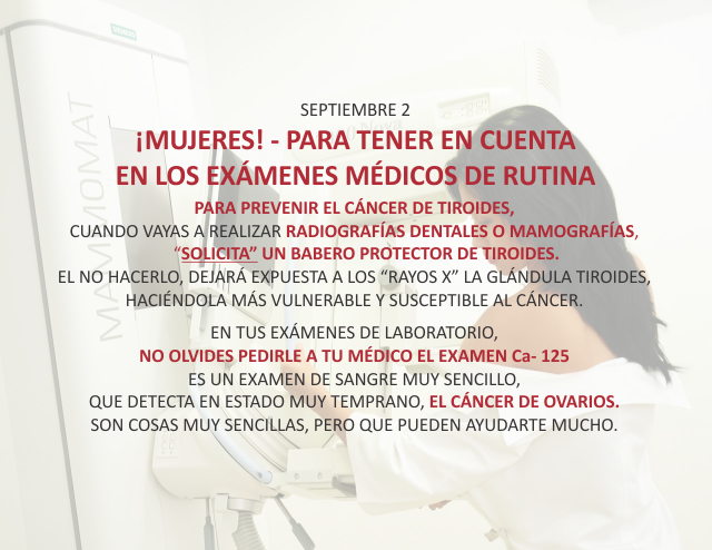 ¡Mujeres! - pare tener en cuenta en los exámenes médicos de rutina